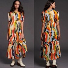 Anthropologie Maeve Suzannah Colorful Printed Maxi Dress Size M