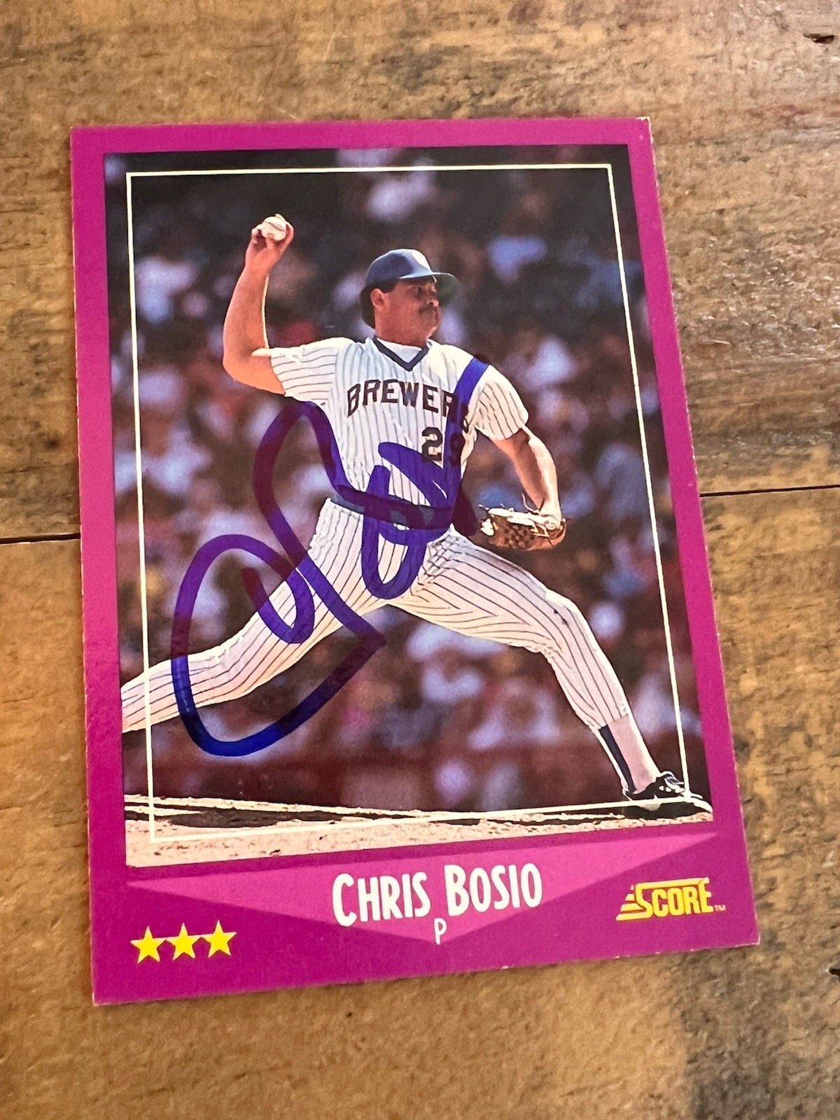 1988 BREWERS Chris Bosio signed card Score #38 AUTO Autographed Milwaukee