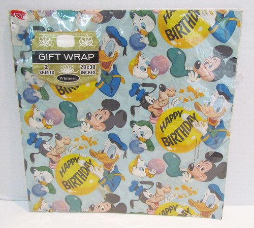 WHITMAN 1961 WALT DISNEY GIFT WRAP WRAPPING PAPER UNUSED SEALED MICKEY MOUSE