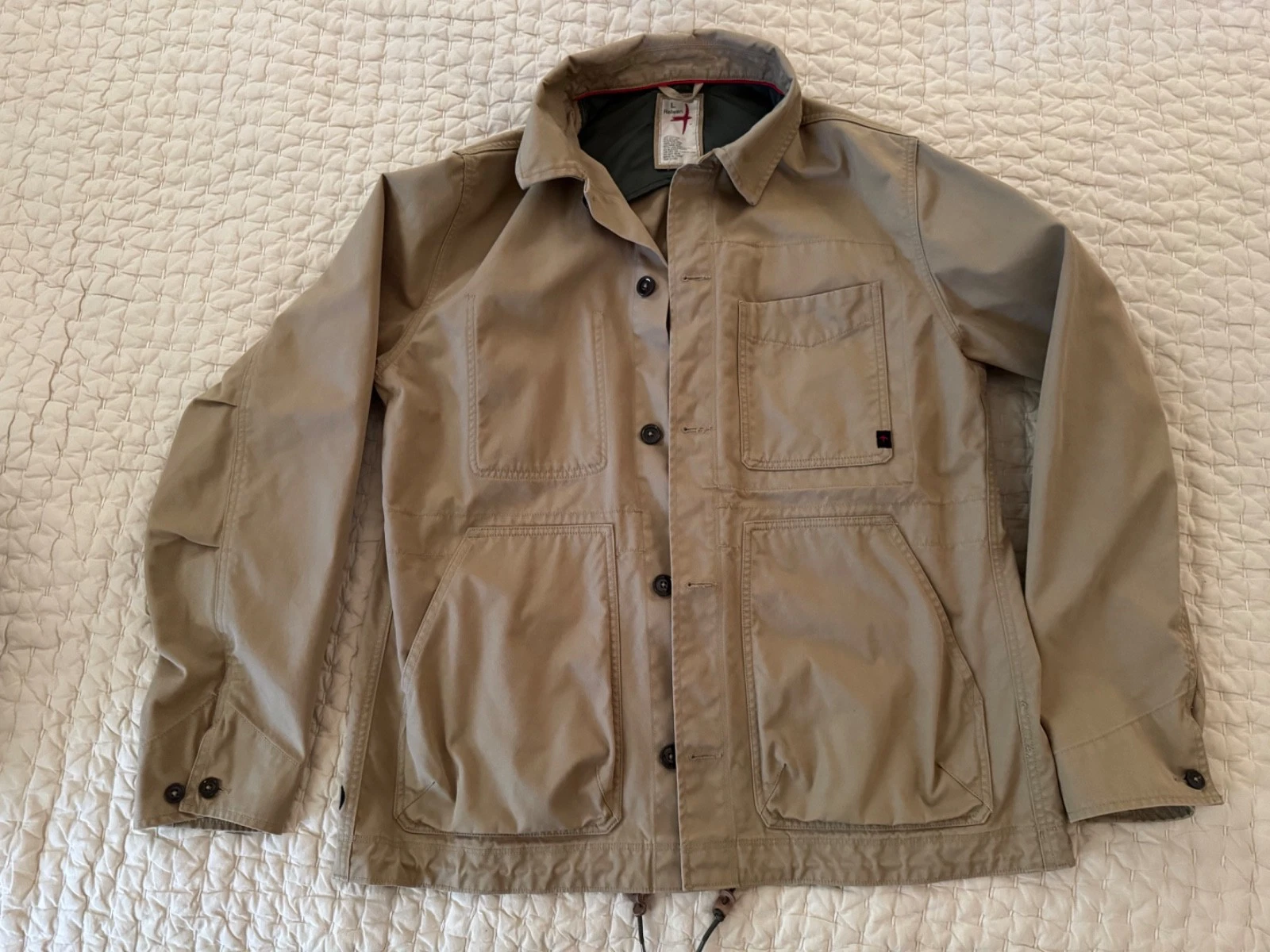 Relwen Chore Coat Men’s L 42 Drill Khaki Canvas Tricot Lined Drawstring Hem - product detail image 1