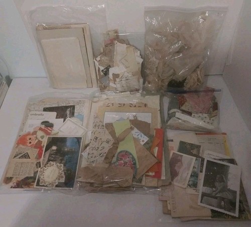 2 Pounds Junk Journal Supplies Destash Lot Vintage Paper Ephemera Fabric Craft