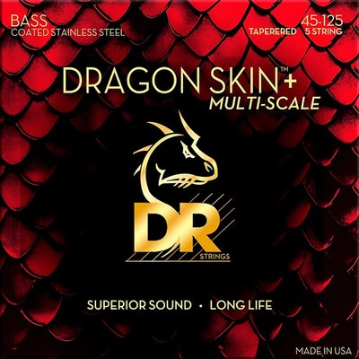DR Strings Dragon Skin+ Coated 5String Stainless Steel Bass Strings 45  125