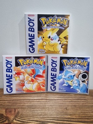 Pokemon Rot, Blau & Gelb Case Bundle - Clear Plastic Game Box Nintendo Gameboy