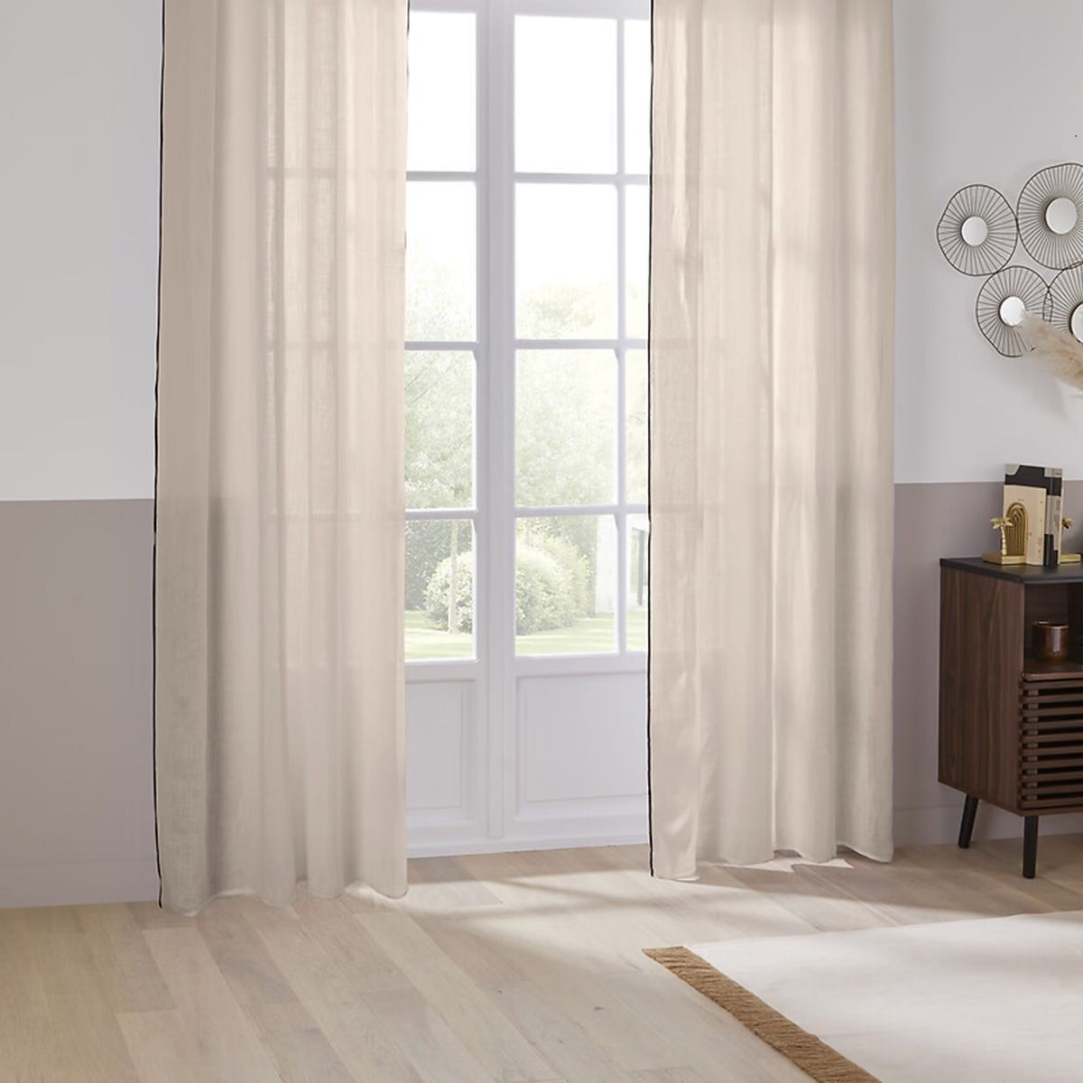 Rideau de luxe en lin véritable Linah 130x260cm finition haut de gamme