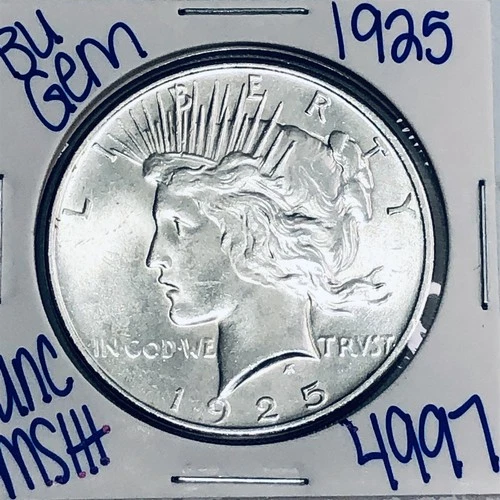 1925 BU UNCIRCULATED SILVER PEACE DOLLAR AUTHENTIC U.S. MINT FREE SHIPPING 4997