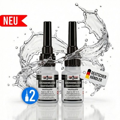 Sekundenkleber flexibel extra stark wasserfest 2x20g Schuh Gummi Leder Top2Glue