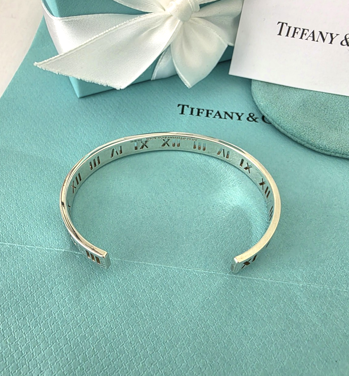 Tiffany ATLAS ブレスレット Tiffany & Co Silver Atlas Pierced Cutout Stencil Roman Numeral 7.5