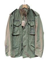 Genuine US Army Issue Green OG-107 Vintage M65 Combat Jacket Small Long #653