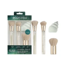 EcoTools Sea Gems Face Makeup Brush & Sponge 4 Piece Set Eco-Friendly Makeup