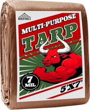 Tarp 5x7 ft 100% Waterproof 7mil Durable Grommets and Reinforced EdgesUv Resist