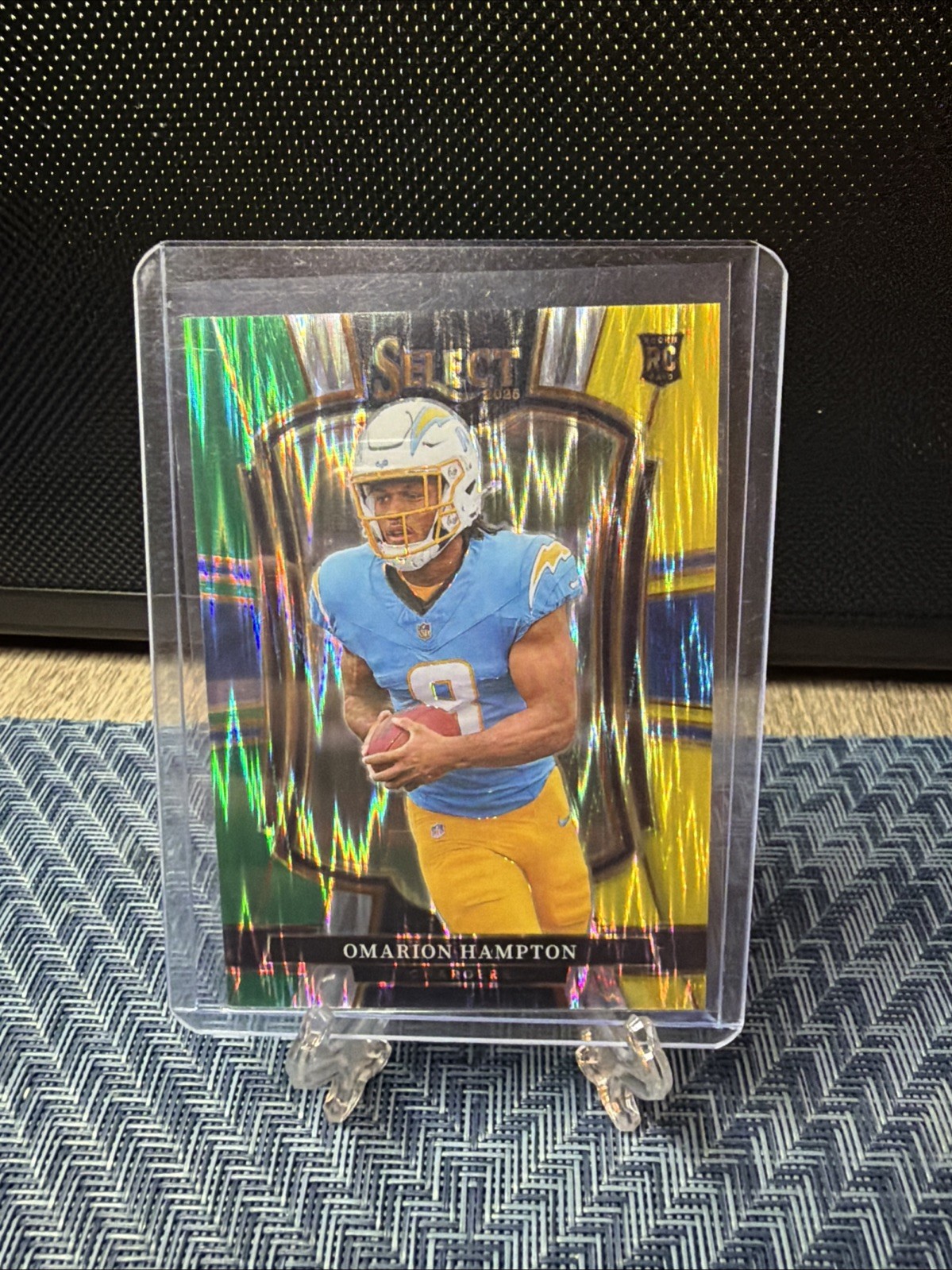 2025 Panini Select - Omarion Hampton #102 Green & Yellow Shock Prizm (RC)