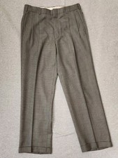 100% Pure Wool Mens Gray Plaid Pants Size 38x31 Made In USA
