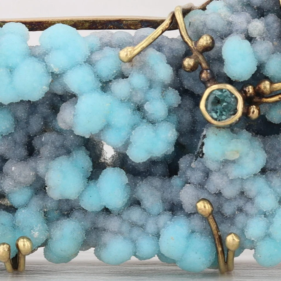 Margaret Thurman The Dreamer Blue Druzy Quartz Tourmaline Pendant 18k Gold - Image 4 of 4