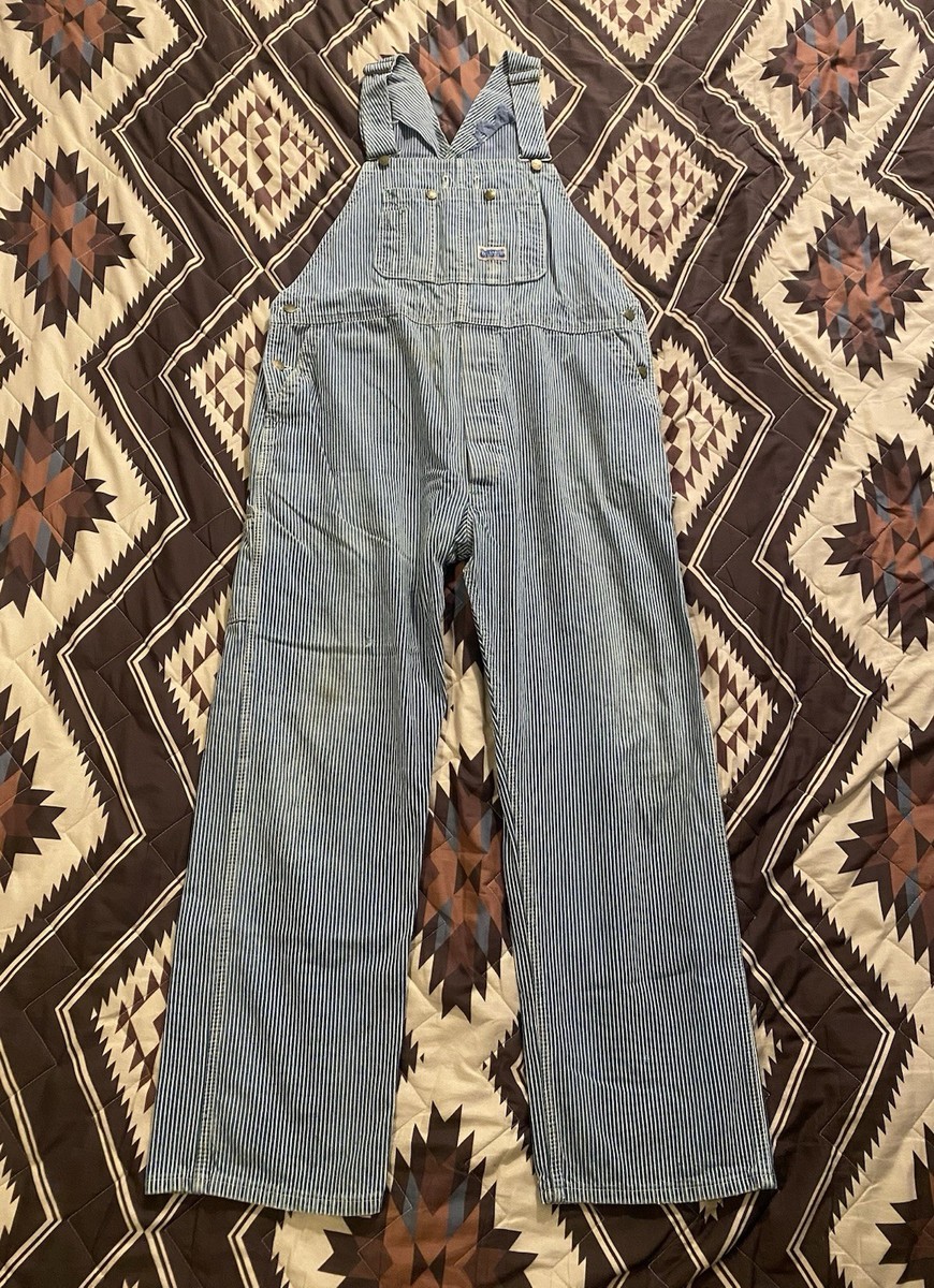Vintage Big Smith Hickory Stripe Railroad Bib Overalls Size