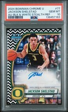 2024/25 Bowman Chrome U Jackson Shelstad Black & White Stealth AUTO /48 PSA 10