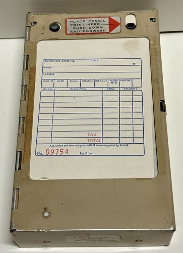 Vintage Sturgis Porta-Pak Portable Receipt Invoice Holder Metal Case
