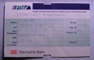 1406) Fahrkarte 2. Kl. ★★★ Limburg Niederselters 1995 ★★★