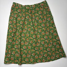 Vintage Floral Prairie Midi Skirt Cottagecore Green Floral