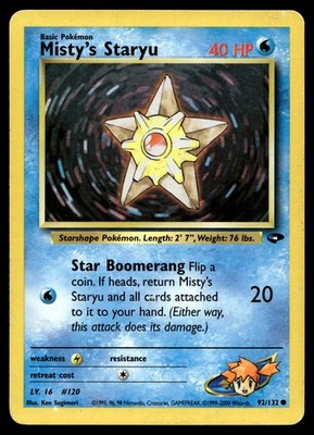 Misty's Staryu 092/132 Pokemon Gym Challenge Unlimited Non Holo (MP)