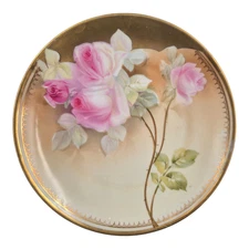 RS Germany Plate 6.25" Pink Rose Hand Painted Reinhold Schegelmilch 1910-1946