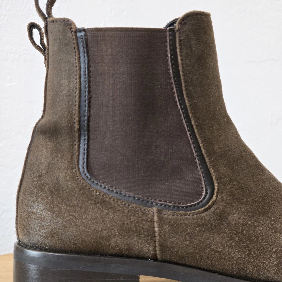 BOTA JUEVES Mujer Talla 9.5 "Duquesa" Botas Chelsea Gamuza Oliva Oscura NUEVAS sin CAJA Foto 2 de 4