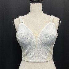 VTG Sears BULLET Long-Line BRA Bustier Top Pointy Pin-Up 36B 364 White Cone EUC