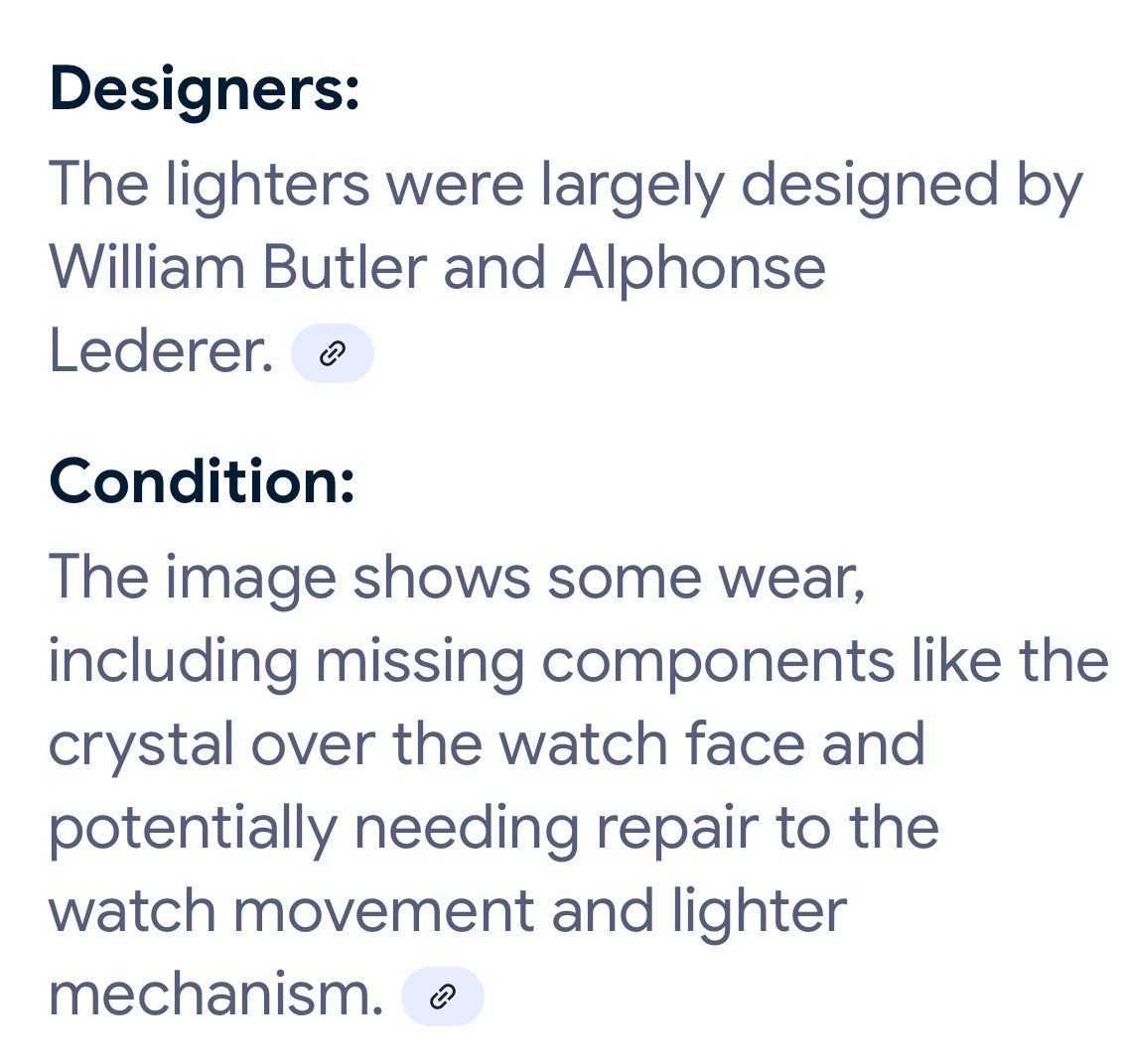 Vintage 1930 GOLDEN WHEEL LIFT Arm Watch Pocket Lighter Art Deco