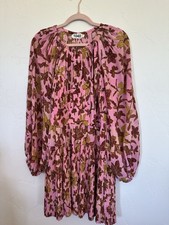 Ulla Johnson Sefia Silk Mini Dress Size 8 Hibiscus Floral Rusched Corset Bodice