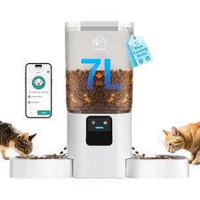 Cat Feeder 2 Cats with Slow Feed: Dual Automatic Dog Feeder with 5G WiFiCat Food