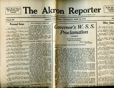 1918 Colorado Historical Newspaper - The Akron Reporter -Thurs June 20th 1918 Colorado Historical Newspaper - The Akron Reporter -Thurs June 20th