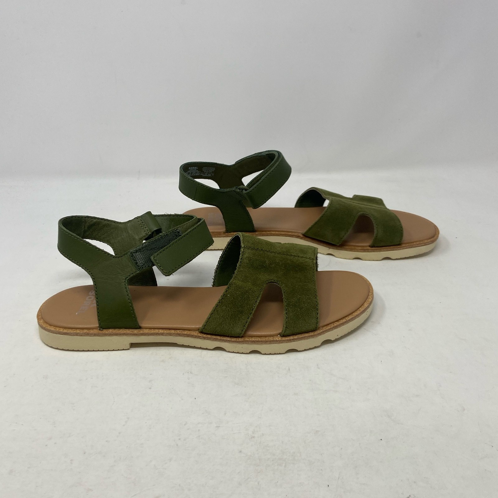 Sorel Ella III Ankle Strap Sandals Utility Green/Honey White 6.5