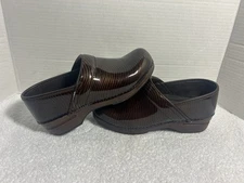 Dansko XP Clog Shoes Womens 38 EU US 7.5 -8 Brown Metallic Striped Leather
