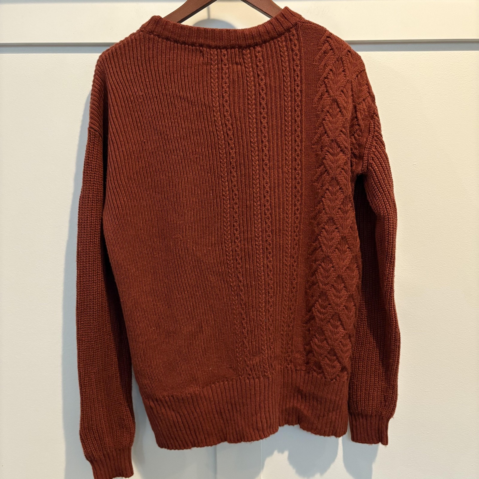 Banana Republic Sweater Women Small Rust Brown Cable Knit Crewneck Wool Blend