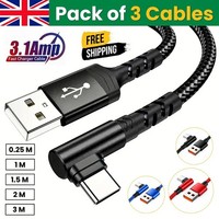 HeavyDuty USB Type C Charging Cable Braided Fast Phone Charger Long Lead 2m 3m