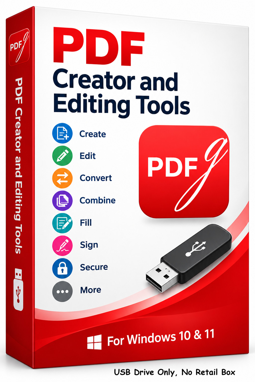Professional PDF Editor Creator Management Tool Box Suite, Windows 10 & 11 USB