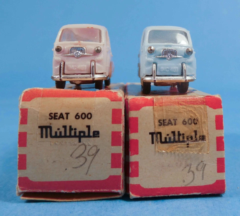 2 ANGUPLAS MINI-COCHES FIAT-ASIENTO 600 COCHES MULTIPA - PRODUCCIÓN 1960 CON OB -1/87 Foto 3 de 4