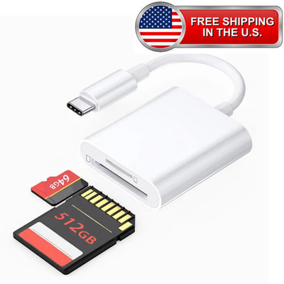 USB C SD Card Reader for iPhone 17/16/15 Series, USB-C to SD/TF, White