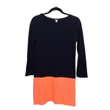 J Crew Preppy Color Block Normcore Boat Neck Long Sleeve Navy Shirt Dress XXS