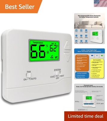 Dual Power Supply Thermostat with Easy Controls and Low Battery Indicator