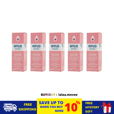 5 X HYLO DUAL Hylo-Protect EYE DROPS 10ml moisturizing Dry Eye Allergy Soothing