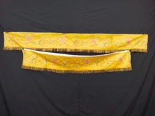 vintage church or religious metallic & silk embroidery brocade two panels A133