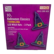 Home Accents Holiday Halloween Classics Twinkling LED Witch Hats 3-Pack 10  