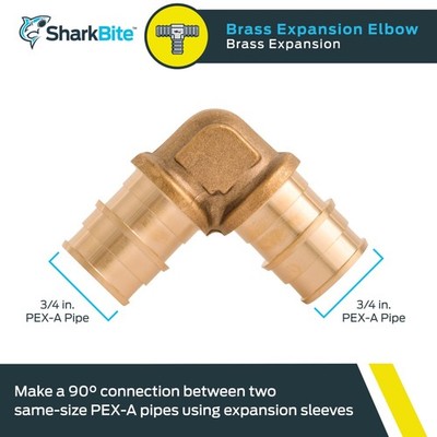 SharkBite PEX-A Brass 3/4 In. x 3/4 In. Elbow Model UAB256LFA