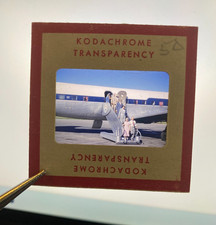 Red Kodachrome slide June 30, 1953 Salt Lake City United Airlines Plane arrival