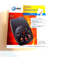 ATT 1726 Digital Answering System Machine With 3 Mailboxes Call Screening OB