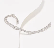 Diamonique Sterling Silver Oval 100-Facet Tennis Bracelet, 7-1/4"