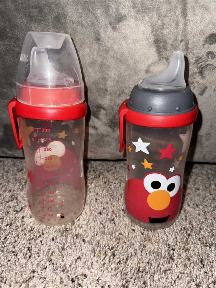 Juego de 2 vasos activos NUK Sesame Street ELMO 10 oz transición de botella a taza Foto 2 de 4