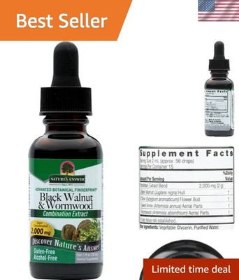 Natures Answer Black Walnut and Wormwood 1 oz 30mL 200mg. Extract, Liquid,pro...