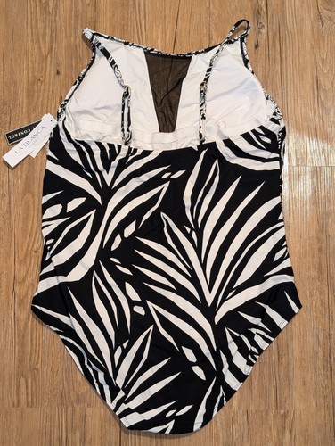 Costume da bagno donna La Blanca pezzo unico taglia 22W nero bianco tropicale - Foto 4 di 5