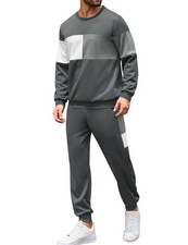 Mens 2 Piece Activewear Sets Autumn Winter Sports Sweatshirt Sweatpants Casua...